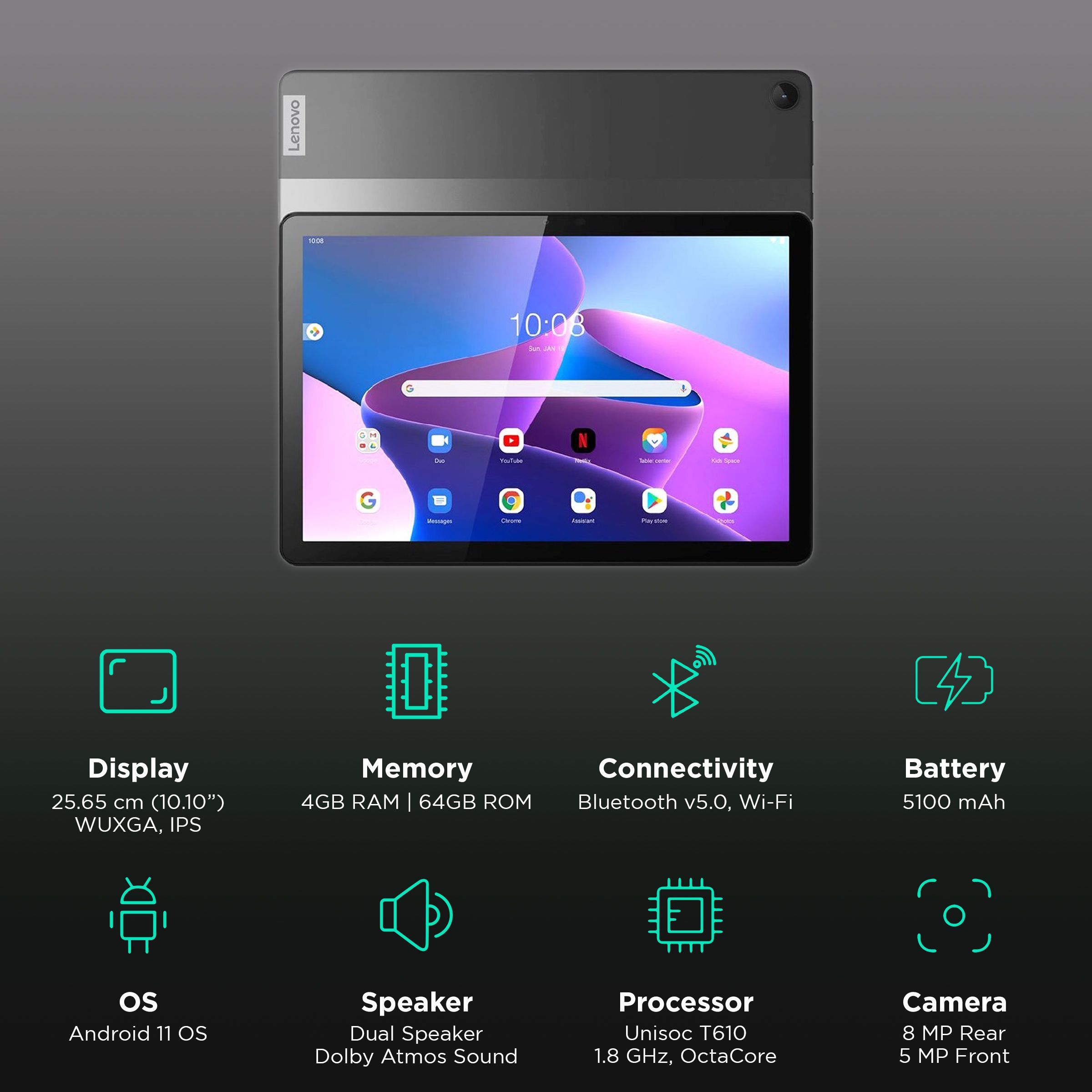 Buy Lenovo Tab M10 3rd Gen Wi-Fi Android Tablet (10.1 Inch, 4GB